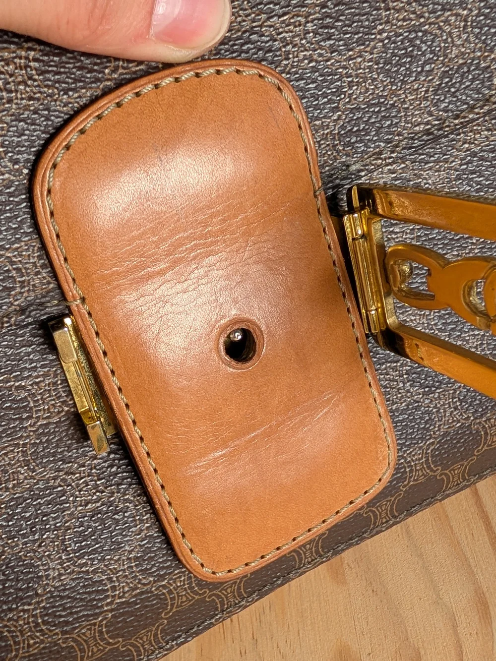 Authentic Vintage CELINE Macadam Crossbody/ Shoulder Bag Statement Gold Hardware